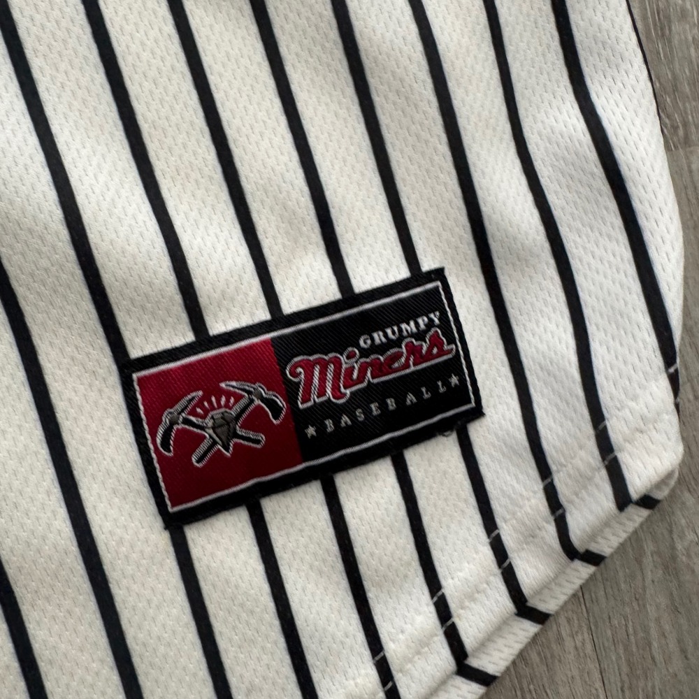 Disney Grumpy Miners Pinstripe Baseball Jersey - White, Black, Red - Picture 5 of 9